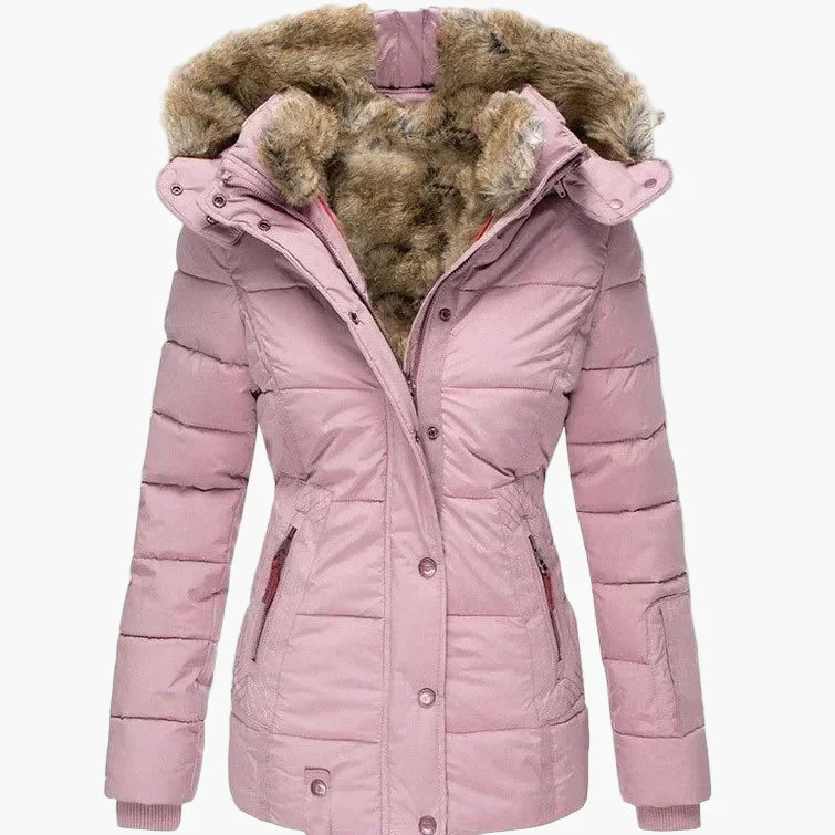 Drune | Winter Steppjacke mit Kapuze und Kunstfell - Modische Figurbetonung, Ideal für kalte Tage