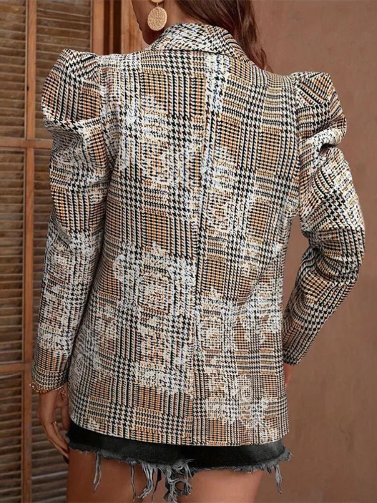 Drune | Druck Blazer - Aussage Puffärmel - Maßgeschneiderte Passform - Trendige outerwear