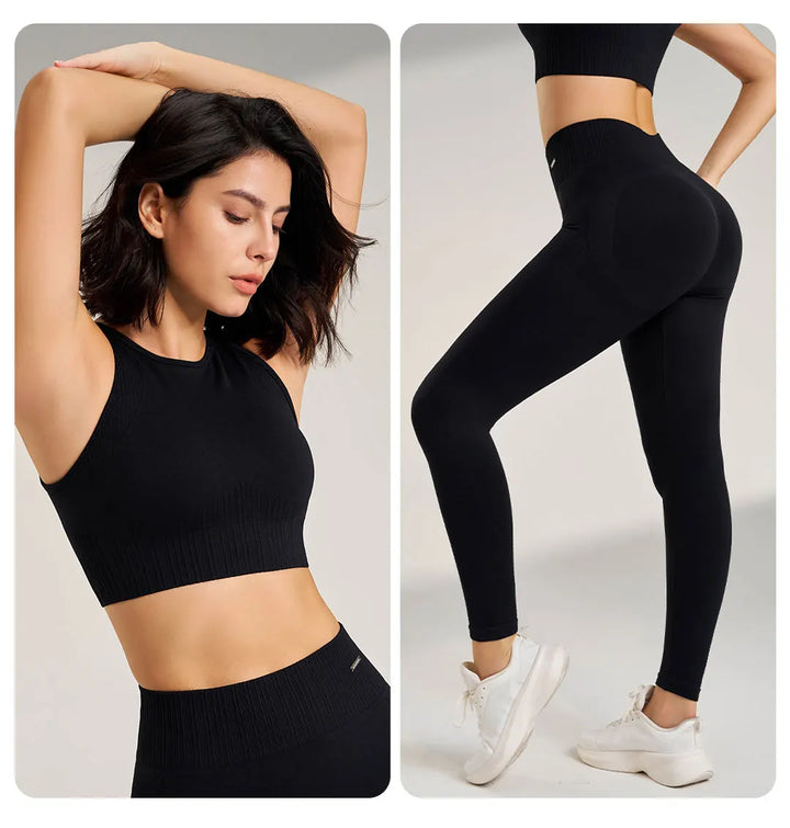 Drune | Nahtloses Yoga-satz- Hoch-taillierte Leggings & Top Zweiteiliges Fitness-outfit