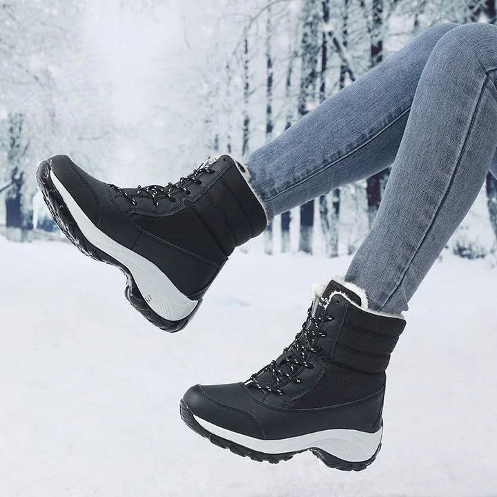 Drune | Schneestiefel - Mid Calf Schnürstiefel - Mit Kunstfell gefüttert - Wasserabweisend - Plattformsohle