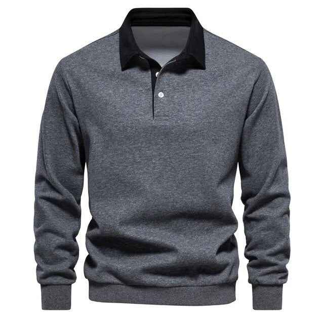 Drune | Langarm-Polo-Kragen-Sweatshirt