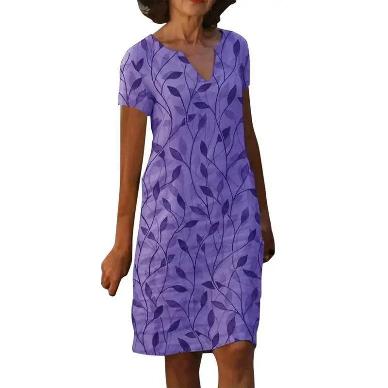 Drune | Weinlese Blumen V-Ausschnitt Lang Kleid
