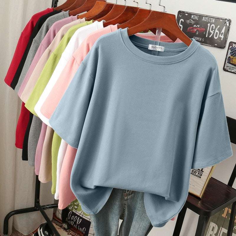 Drune Kuscheliges Baumwoll-Basic: Plus-Size T-Shirt für Damen
