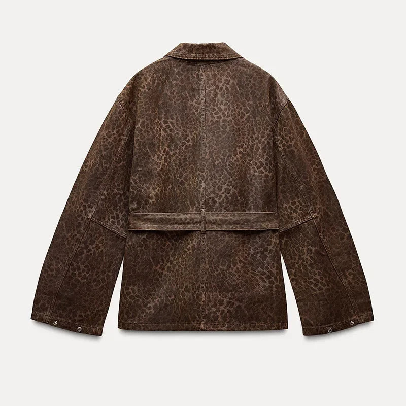 Drune | Jeansjacke mit Leopardenmuster