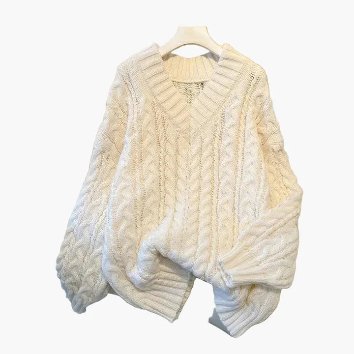 Drune | Grobstrick Pullover V-Ausschnitt Winter Freizeit Twist-Design