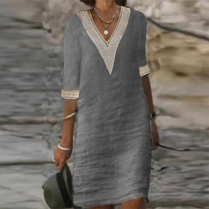 DruneStilvolles Leinen Sommerkleid für Frauen
