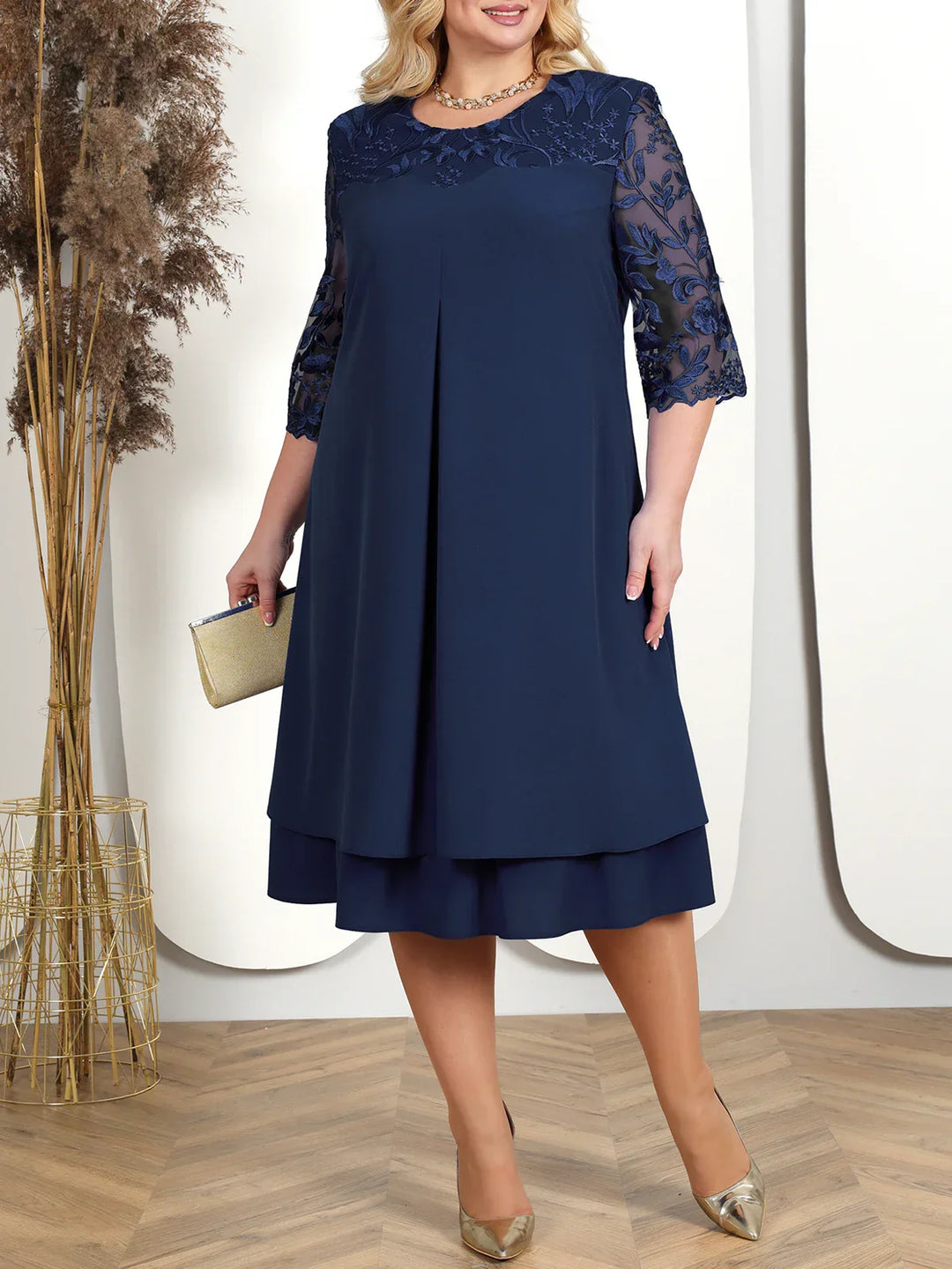 Drune | Bankettkleid in Übergröße Mit Bestickten Ärmeln