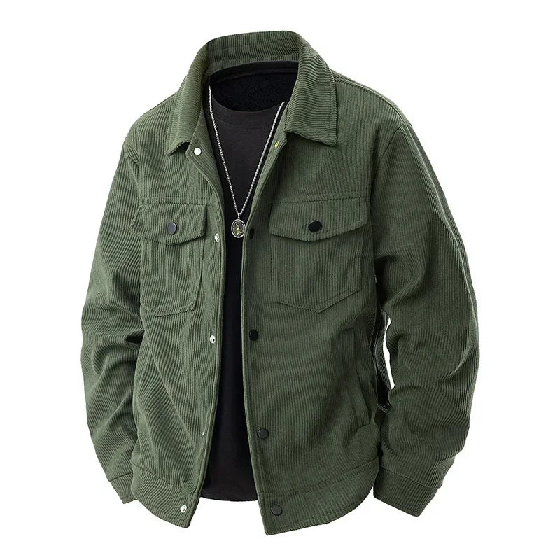 Drune | Herren Knopf-Front Jacke - Shirtkragen und Brusttaschen