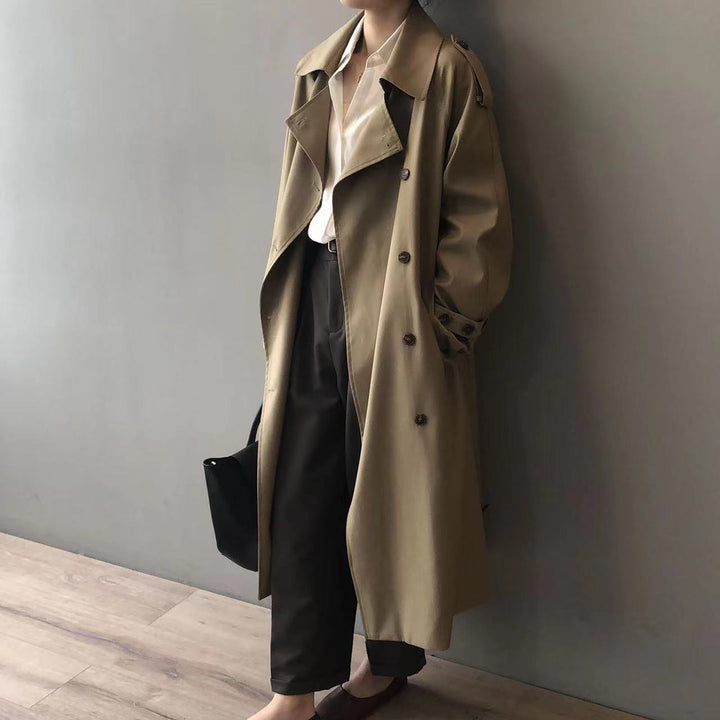 Drune Klassischer Trenchcoat Damen | Oversized Windbreaker, Doppelreihig