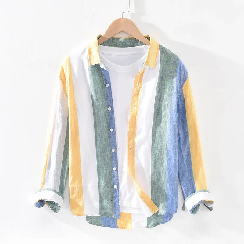 Drune | Gestreifte Leichtgewichts-shirt Baumwollmischung Lässiger Stil