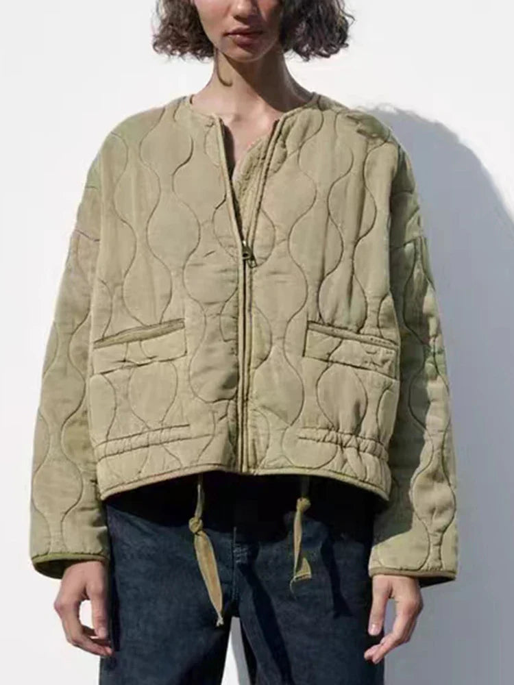 Drune | Gepolsterte Uni Farbe Reißverschlussjacke