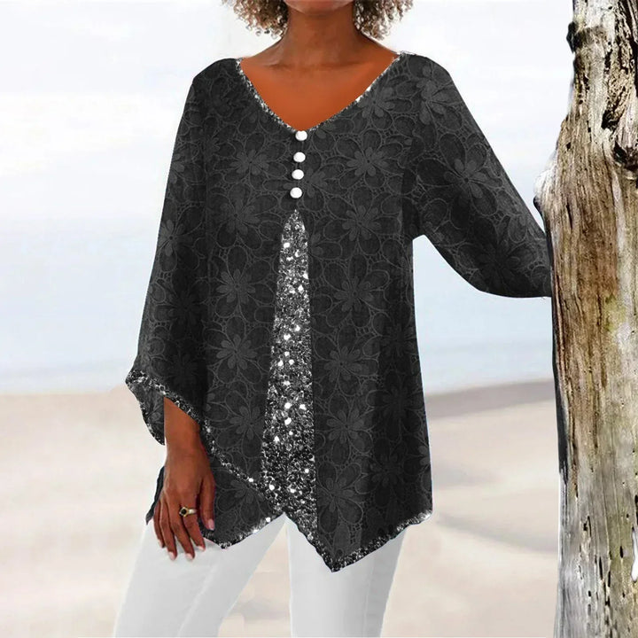 Drune | Eleganter Weinlese Cardigan mit Übergroßem Blumenmuster
