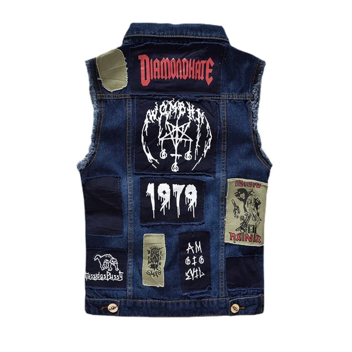 Drune | Jeansweste Mit Patches Für Herren