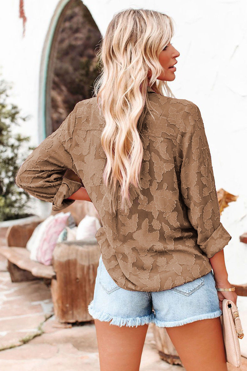 Drune | Braune Bluse mit Muster