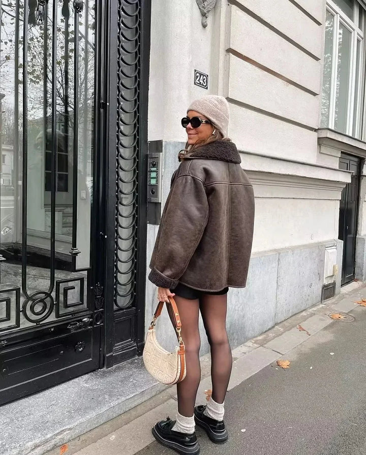 Drune | Winterjacke mit Breitem Kragen und Knopfverschluss für Damen