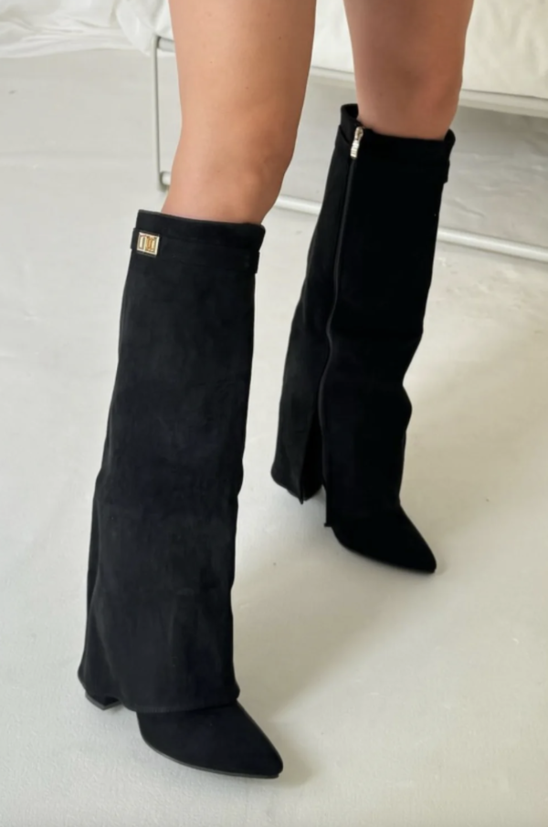 Drune | Stiefel - Wildleder - Knielang - Spitz - Blockabsatz - Elegante Passform