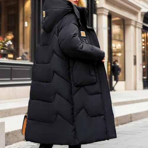 Drune | Lange Kapuzenpufferjacke Gequiltete Wattierte Jacke