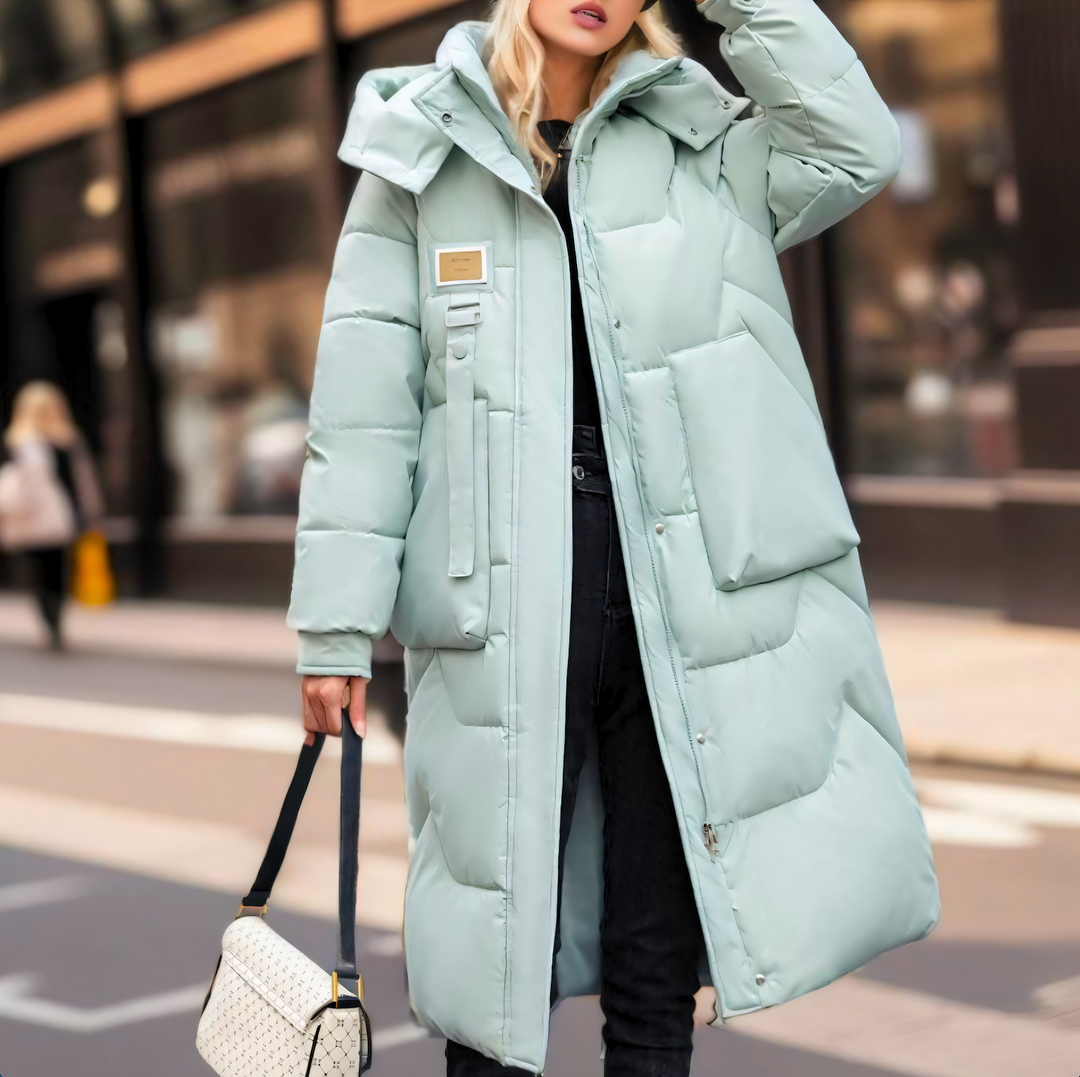 Drune | Lange Kapuzenpufferjacke Gequiltete Wattierte Jacke