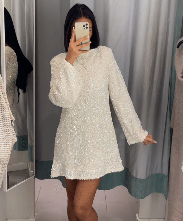 Drune Kleid | Elegantes Glitzerkleid mit Schleifenverschluss am Rücken