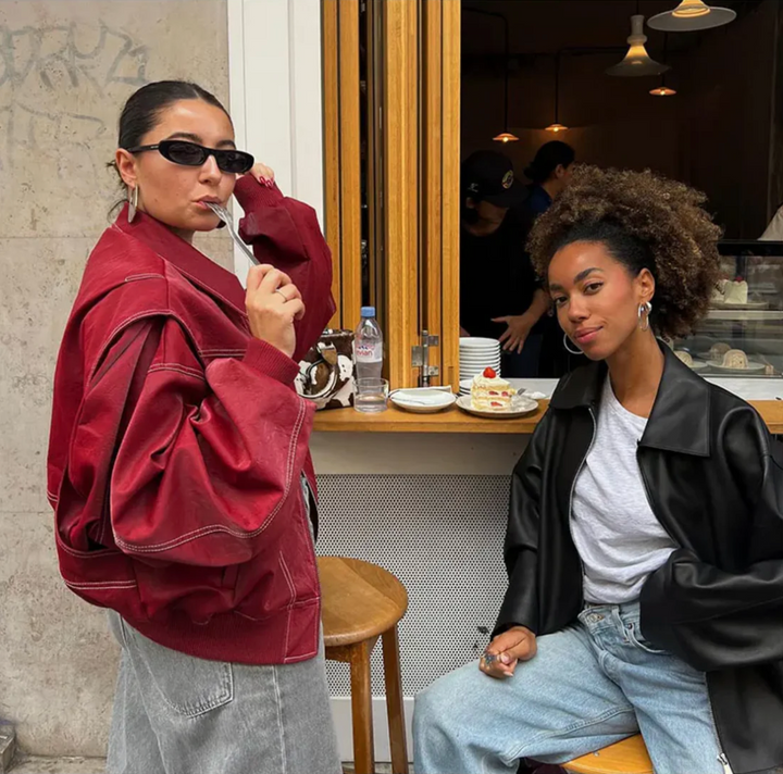 Drune | Damen Oversized Lederjacke Rot