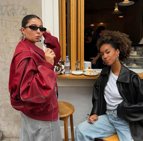 Drune | Damen Oversized Lederjacke Rot