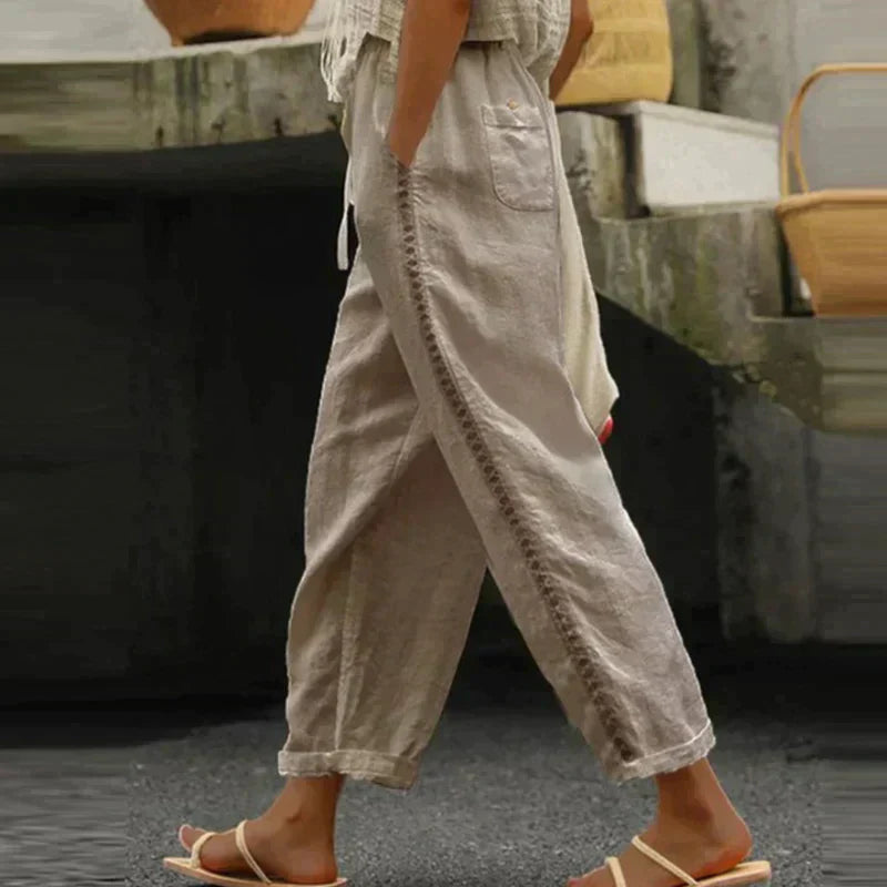Drune | Hochwertige Leinenhose Mit Modernem Schnitt Für Damen