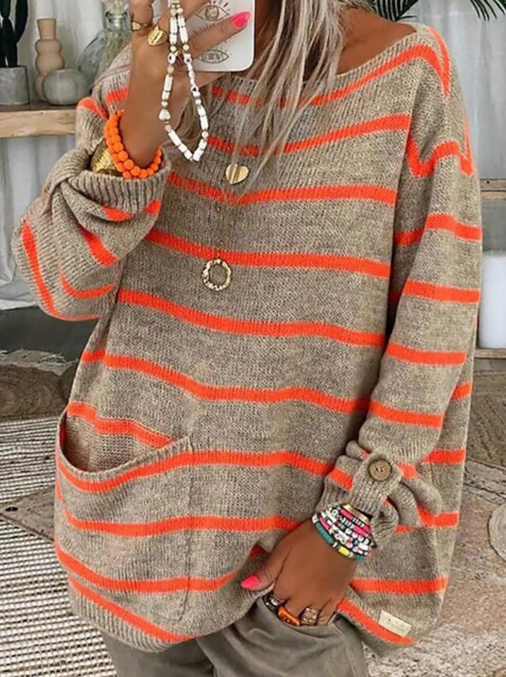 Drune | Strick Oversize Pullover Wollmischung Lässig, Farblich