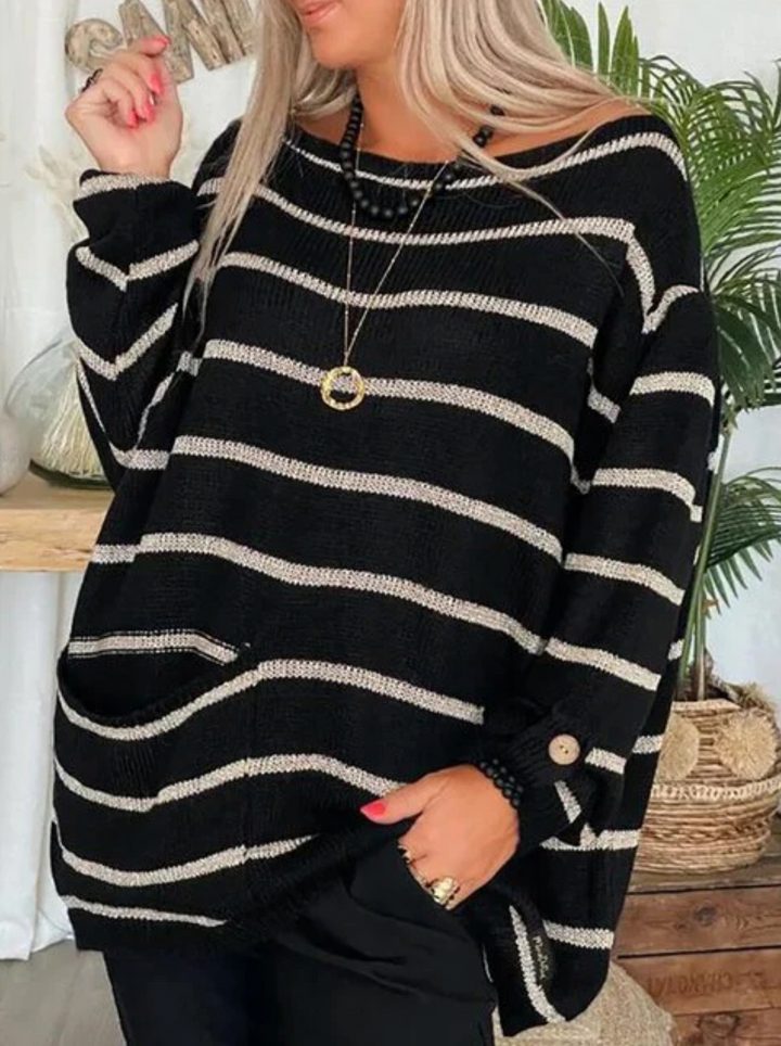 Drune | Strick Oversize Pullover Wollmischung Lässig, Farblich