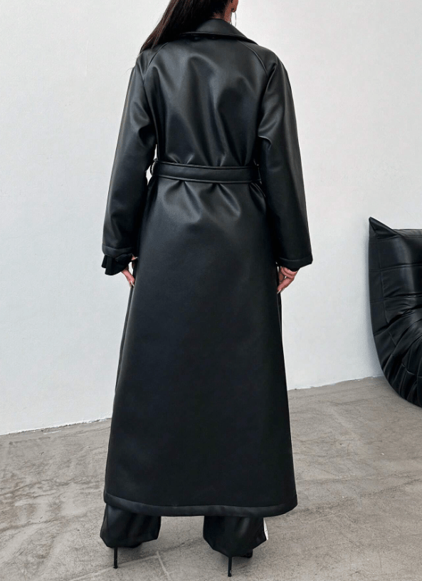 Drune | Kunstleder Trenchcoat - Elegant & Zeitlos - Vegan Leder - Statement Oberbekleidung