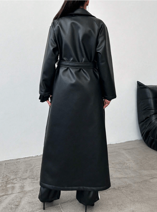 Drune | Kunstleder Trenchcoat - Elegant & Zeitlos - Vegan Leder - Statement Oberbekleidung
