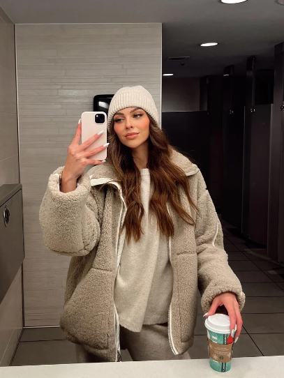Drune | Oversized Teddyjacke mit Kapuze Fleece Warm und Komfortabel