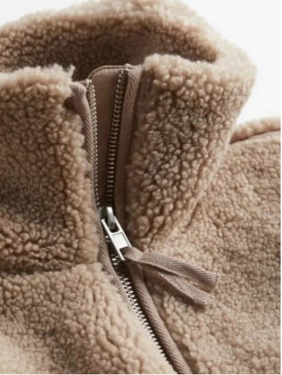 Drune | Oversized Teddyjacke mit Kapuze Fleece Warm und Komfortabel