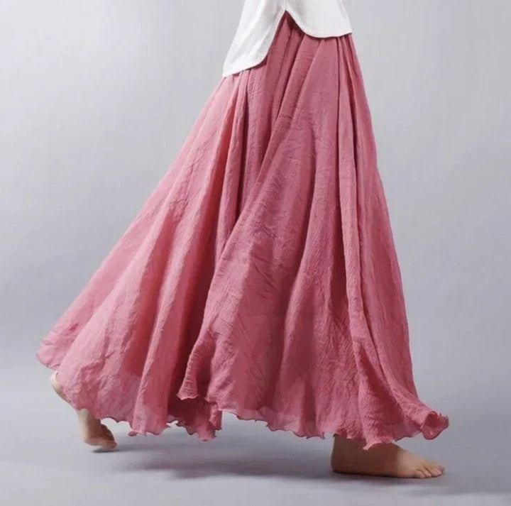Drune | Maxirock mit Falten - Luftiger A-Linien Rock im Vintage-Look für Damen