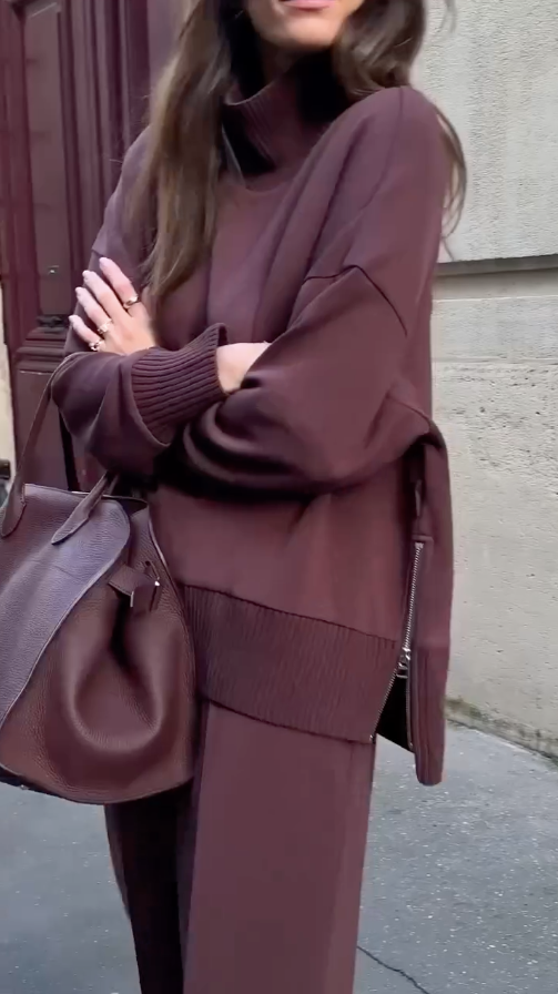 Drune | Bequemes Damen Satz mit Strukturiertem Sweatshirt und Hose