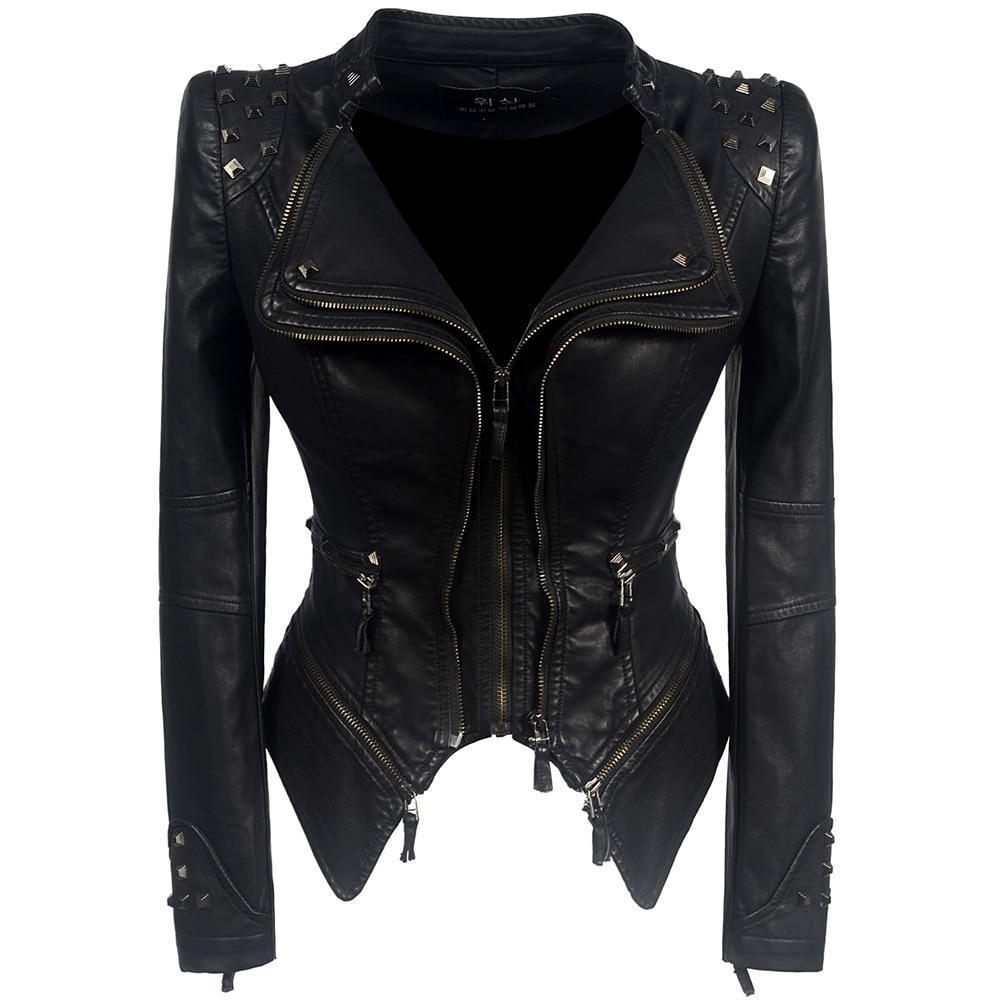 Drune | Slim Bikerjacke aus Kunstleder