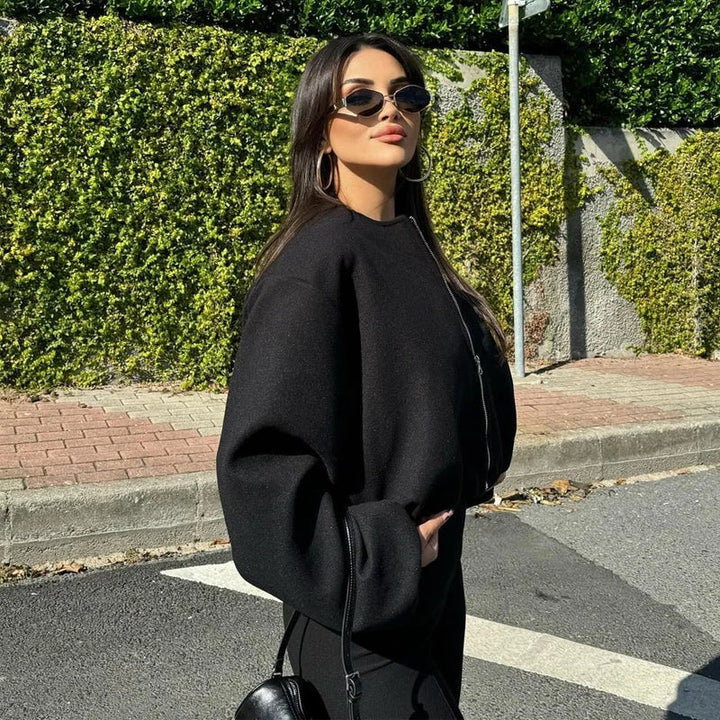 Drune | Schwarze Bomberjacke Damen