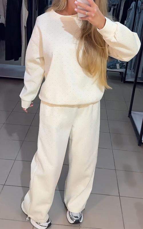 Drune | Schweiß Set Glitzernd Bequem Jogging Set Damenbekleidung