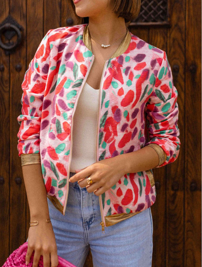 Damen Bomberjacke mit Blumenmuster | Drune