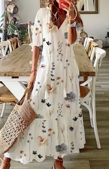 Drune | Modisches Midikleid aus Baumwollmischung mit Blümchenmuster