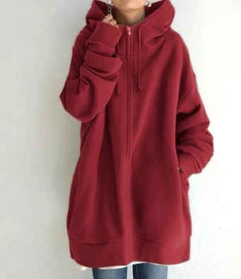 Drune | Damen Hoodie mit Kapuze und Reißverschluss für Herbst Winter