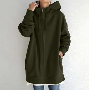Drune | Damen Hoodie mit Kapuze und Reißverschluss für Herbst Winter