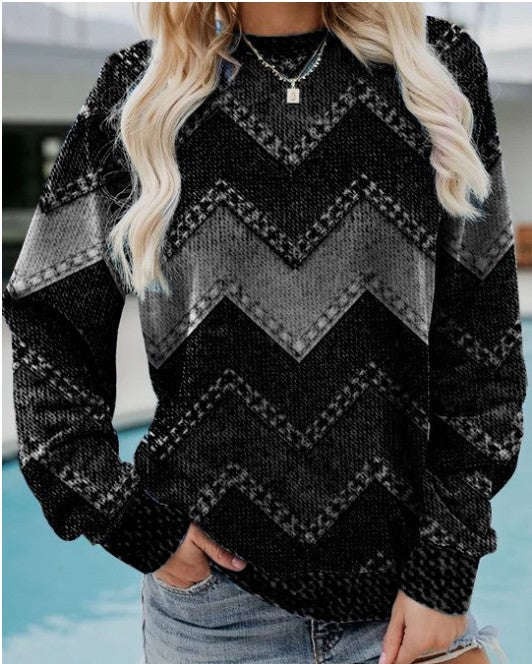 Drune | Lässiges Sweatshirt mit Zickzack-muster Weich und Trendy Perfekt Für Den Alltag