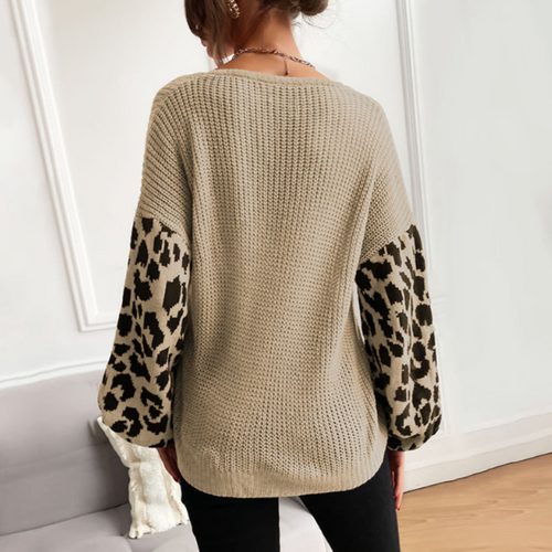Drune | Leopardenmuster Pullover Waffelstrick Textur Statement Stil