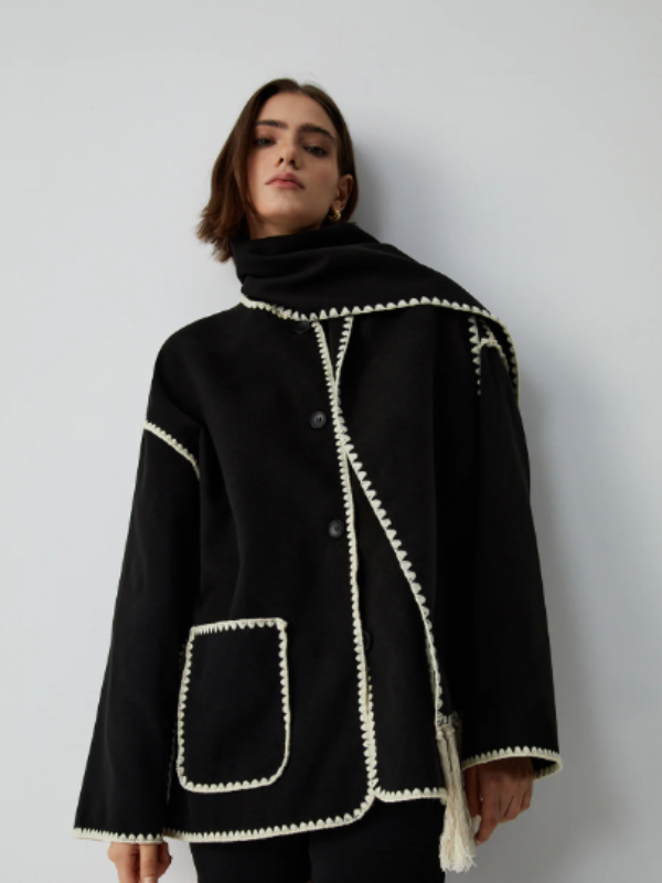 Drune | warmer Mantel mit Quastenschal