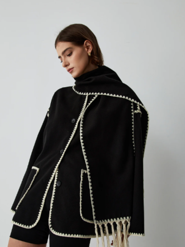 Drune | warmer Mantel mit Quastenschal