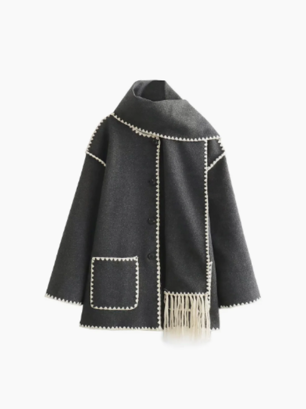 Drune | warmer Mantel mit Quastenschal