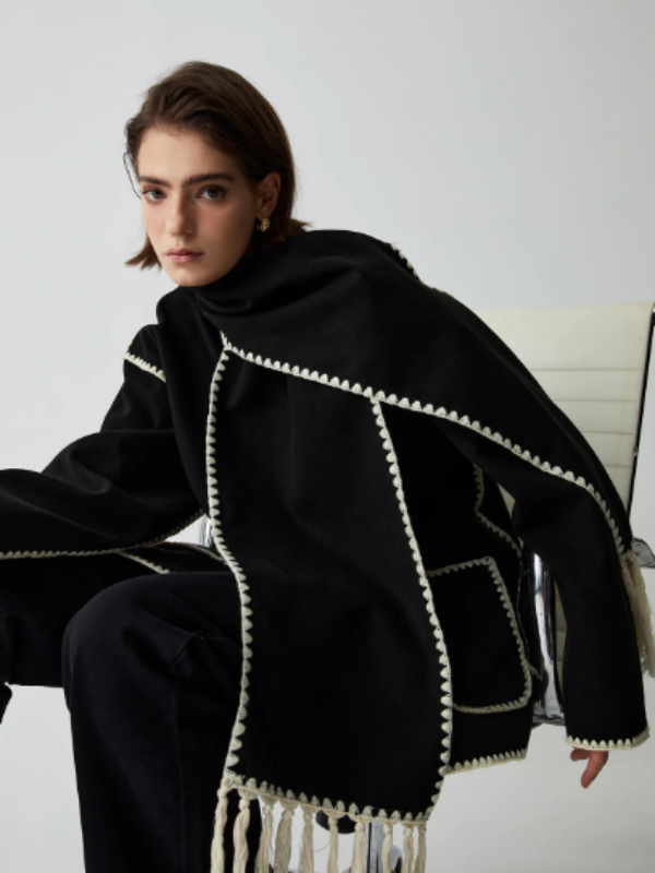 Drune | warmer Mantel mit Quastenschal