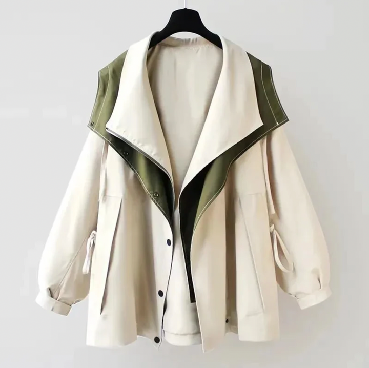 Drune | Zweifarbige Jacke mit Weiter Kragen Leicht und Modern