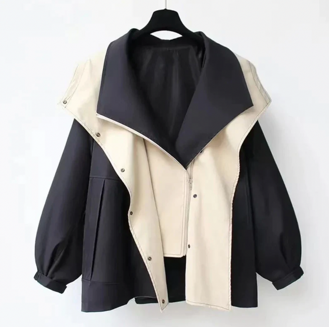 Drune | Zweifarbige Jacke mit Weiter Kragen Leicht und Modern