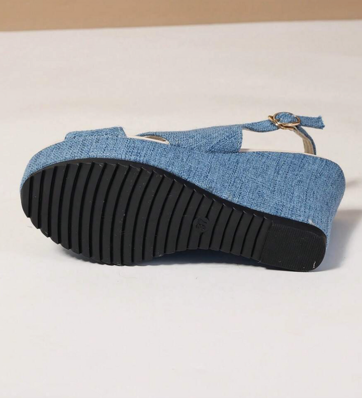 Drune | Denim Keilsandaletten
